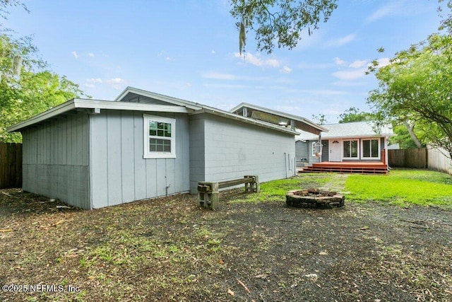 1032 Ingleside Ave, Jacksonville, FL 32205 - rear view of property featuring an outdoor fire pit and a deck