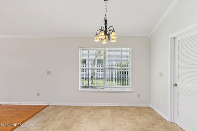 2002 Knottingham Trace Ln, Jacksonville, FL 32246 - unfurnished dining area with crown molding and a chandelier