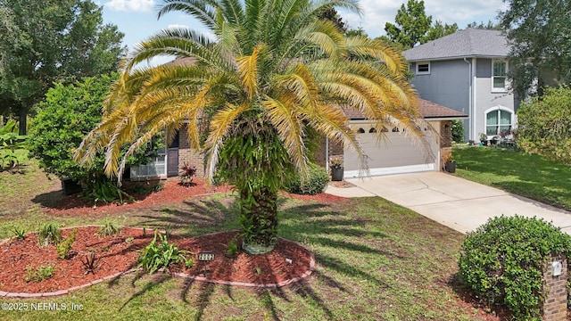 2002 Knottingham Trace Ln, Jacksonville, FL 32246 - view of front of home featuring driveway, a front lawn, an attached garage, and brick siding