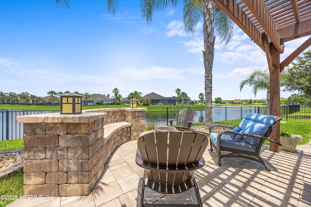 2144 S Sorrento Hills Rd, Saint Augustine, FL 32092 - fenced backyard featuring a patio, a water view, an outdoor living space, and a residential view