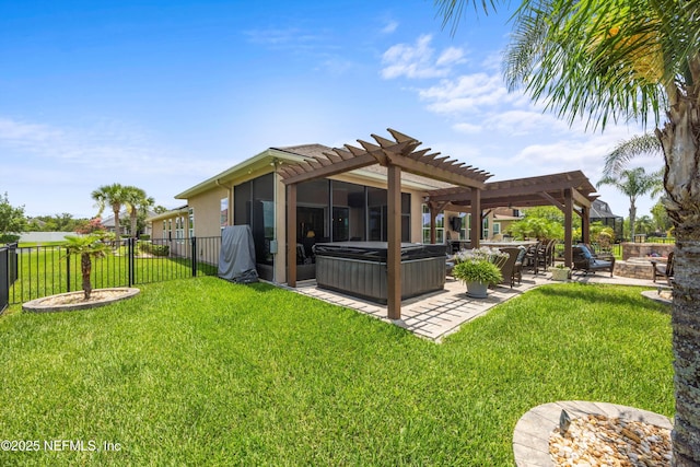 2144 S Sorrento Hills Rd, Saint Augustine, FL 32092 - view of yard featuring a hot tub, a pergola, and a patio area