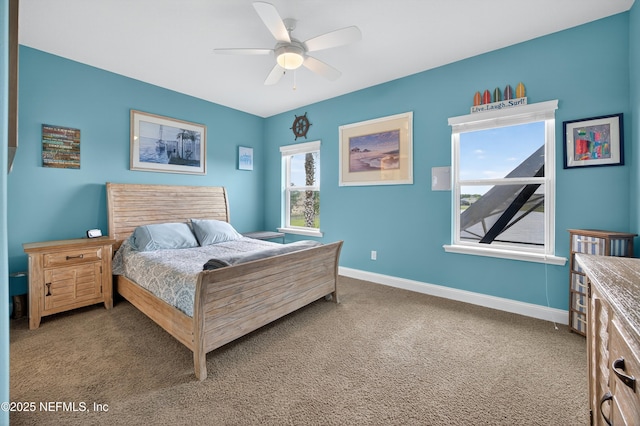 2148 S Sorrento Hills Rd, Saint Augustine, FL 32092 - carpeted bedroom with baseboards and ceiling fan