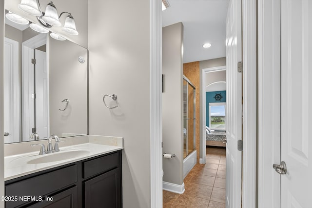 2148 S Sorrento Hills Rd, Saint Augustine, FL 32092 - full bathroom featuring tile patterned flooring, vanity, and recessed lighting