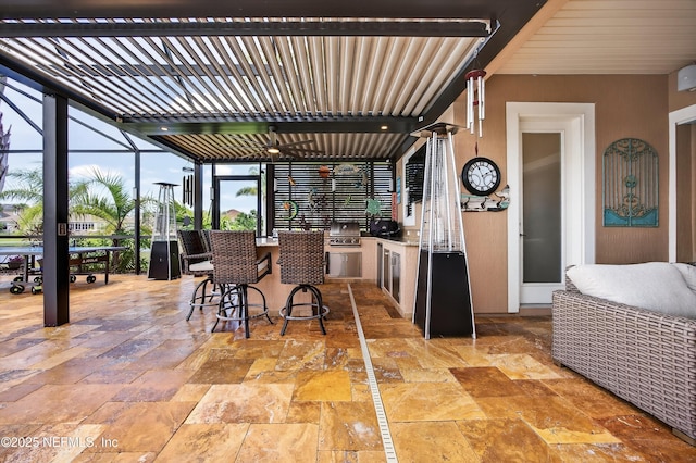 2148 S Sorrento Hills Rd, Saint Augustine, FL 32092 - view of patio / terrace with exterior kitchen and glass enclosure