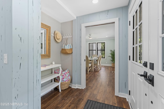 1381 Forrest Dr, Fernandina Beach, FL 32034 - corridor featuring dark wood-style flooring and baseboards