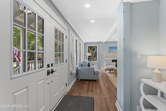 1381 Forrest Dr, Fernandina Beach, FL 32034 - corridor featuring dark wood finished floors, baseboards, and recessed lighting