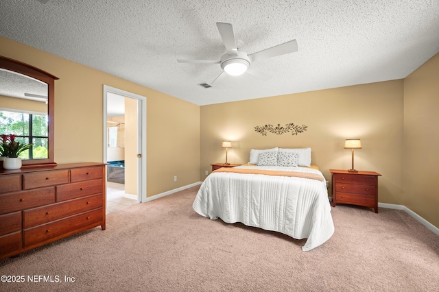 10571 Fox Squirrel Ct, Jacksonville, FL 32257 - bedroom featuring carpet flooring, a textured ceiling, ceiling fan, and ensuite bathroom
