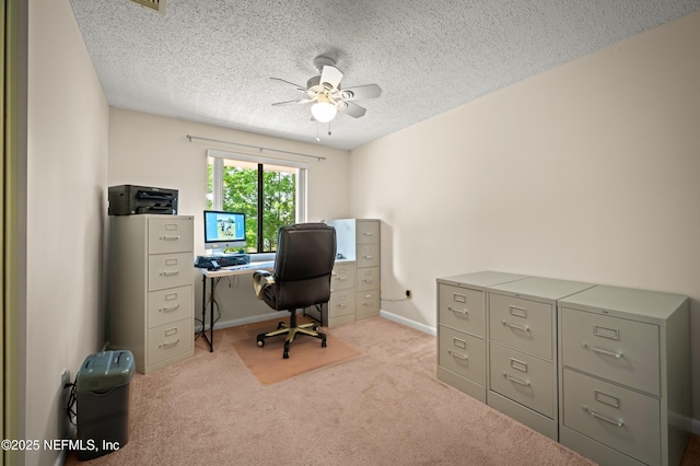 10571 Fox Squirrel Ct, Jacksonville, FL 32257 - office with a ceiling fan, carpet flooring, and a textured ceiling
