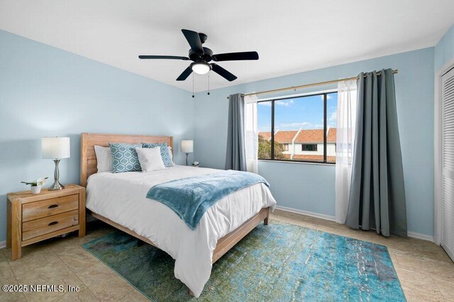3145 Coastal Hwy Unit 1162, Saint Augustine, FL 32084 - bedroom with baseboards and a ceiling fan