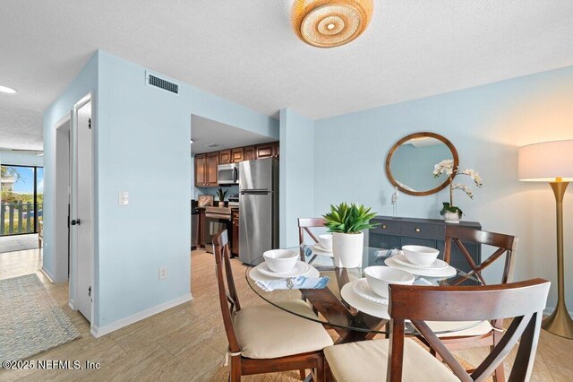 3145 Coastal Hwy Unit 1162, Saint Augustine, FL 32084 - dining area with baseboards and a textured ceiling