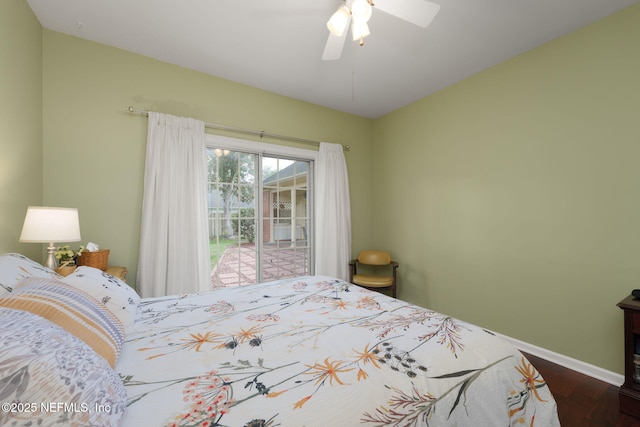 1766 Buttonbush Way, Fleming Island, FL 32003 - bedroom with wood finished floors, access to outside, and ceiling fan