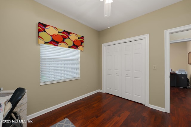 1766 Buttonbush Way, Fleming Island, FL 32003 - office area with wood finished floors and a ceiling fan