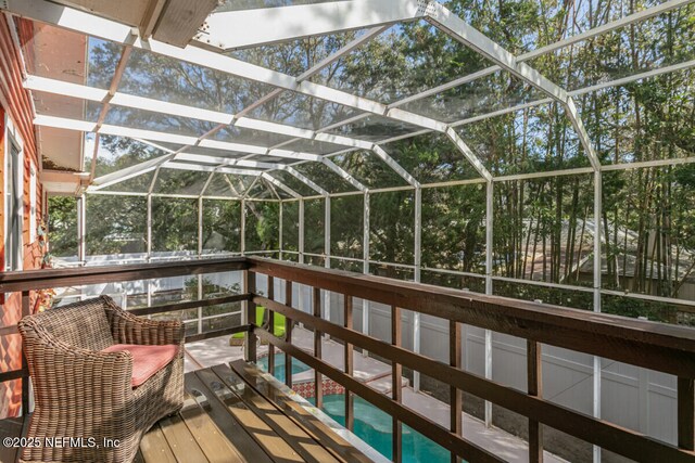 4 Santa Maria Ln, Saint Augustine, FL 32080 - wooden terrace featuring an outdoor pool and a lanai