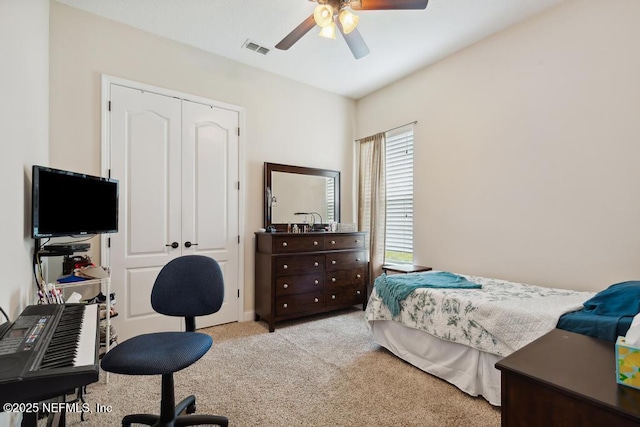 46 Gabacho Ct, Saint Augustine, FL 32095 - bedroom with carpet floors, a closet, an office area, and ceiling fan