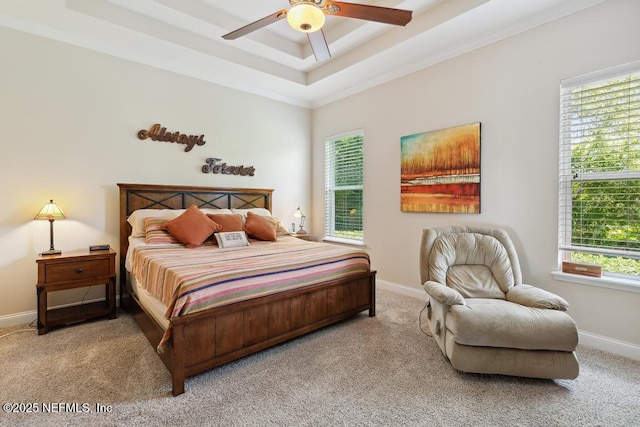 46 Gabacho Ct, Saint Augustine, FL 32095 - carpeted bedroom with a raised ceiling, ornamental molding, and ceiling fan
