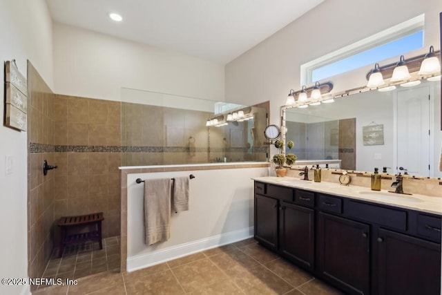 46 Gabacho Ct, Saint Augustine, FL 32095 - full bath featuring double vanity, walk in shower, and tile patterned floors