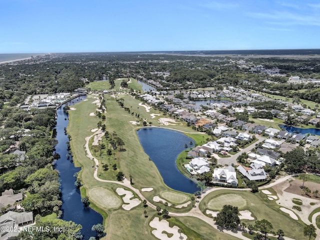 532 Atlantic Beach Ct, Atlantic Beach, FL 32233 - aerial view of property and surrounding area featuring nearby suburban area, a large body of water, and a local golf course