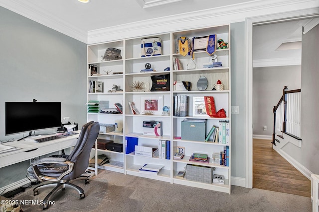 532 Atlantic Beach Ct, Atlantic Beach, FL 32233 - office with crown molding and carpet floors