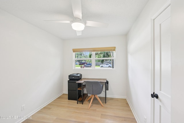 2619 Montreal St, Jacksonville, FL 32233 - home office featuring ceiling fan, light wood-style flooring, and a textured ceiling