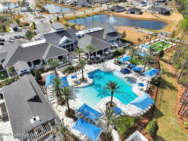350 Tranquil Trail Cir, Yulee, FL 32097 - aerial perspective of suburban area with a pool area and a large body of water