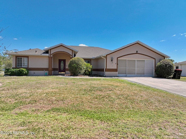 10121 SW 61st Terrace Rd, Ocala, FL 34476 - single story home with stucco siding, an attached garage, concrete driveway, and a front yard