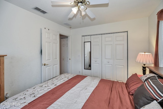 10121 SW 61st Terrace Rd, Ocala, FL 34476 - carpeted bedroom with a closet and a ceiling fan
