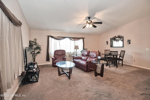 10121 SW 61st Terrace Rd, Ocala, FL 34476 - carpeted living area with a ceiling fan and baseboards