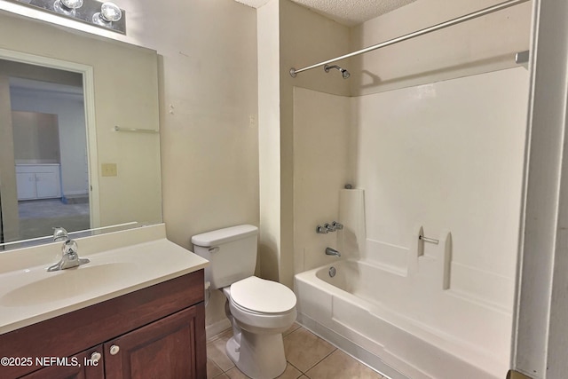 10200 Belle Rive Blvd Unit 140, Jacksonville, FL 32256 - bathroom featuring toilet, tub / shower combination, tile patterned flooring, vanity, and a textured ceiling