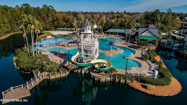2032 Trailing Pines Way, Fleming Island, FL 32003 - community pool featuring a water slide and a patio
