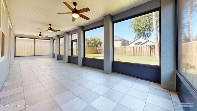 2032 Trailing Pines Way, Fleming Island, FL 32003 - unfurnished sunroom featuring ceiling fan