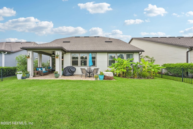 600 Broomsedge Cir, Saint Augustine, FL 32095 - back of house with a fenced backyard, a patio, and a shingled roof