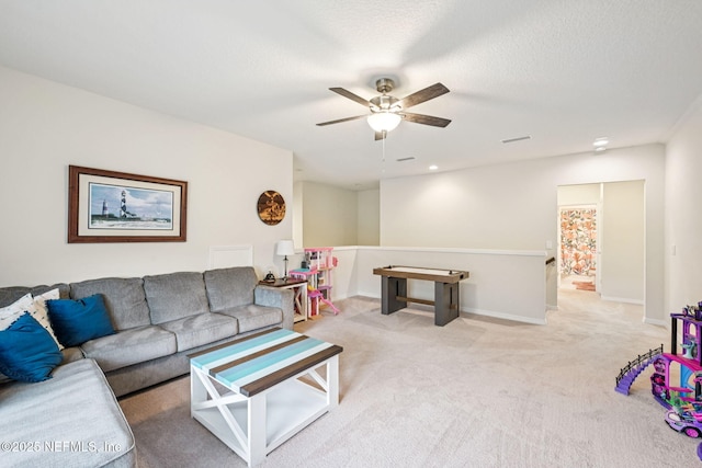 600 Broomsedge Cir, Saint Augustine, FL 32095 - carpeted living room featuring ceiling fan and baseboards