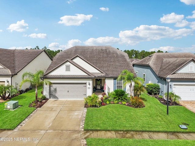 600 Broomsedge Cir, Saint Augustine, FL 32095 - view of front of property with driveway, a front yard, and an attached garage