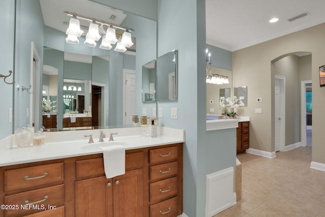 528 Sebastian Sq, Saint Augustine, FL 32095 - full bathroom featuring vanity, tile patterned floors, and ornamental molding