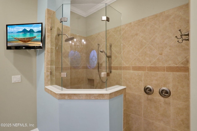 528 Sebastian Sq, Saint Augustine, FL 32095 - full bath featuring walk in shower and crown molding