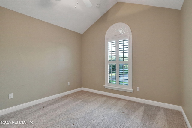 528 Sebastian Sq, Saint Augustine, FL 32095 - carpeted spare room with ceiling fan and vaulted ceiling