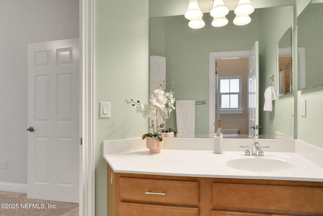528 Sebastian Sq, Saint Augustine, FL 32095 - full bathroom featuring vanity, a chandelier, and a shower