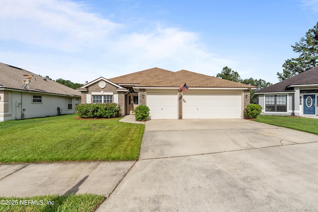 1861 Heartpine Dr, Middleburg, FL 32068 - view of front of home featuring brick siding, driveway, a garage, and a front lawn