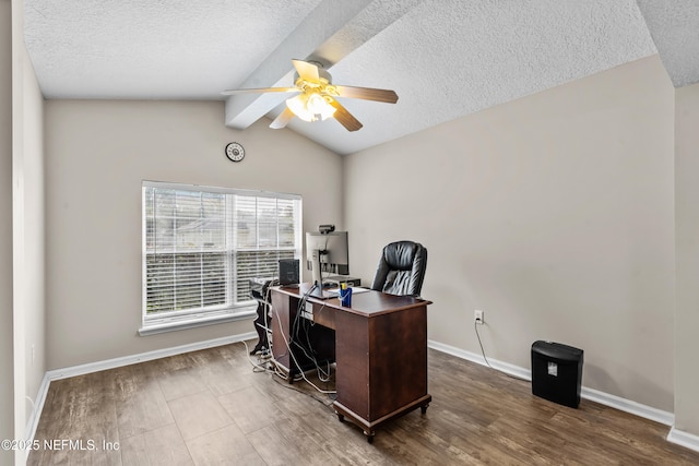 1861 Heartpine Dr, Middleburg, FL 32068 - home office featuring ceiling fan, a textured ceiling, wood finished floors, and baseboards