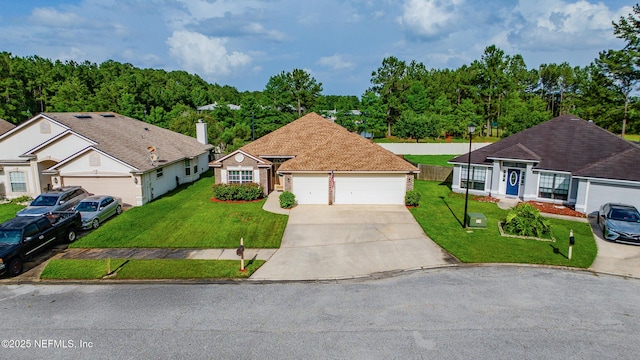 1861 Heartpine Dr, Middleburg, FL 32068 - view of front of home with driveway, a front lawn, and an attached garage