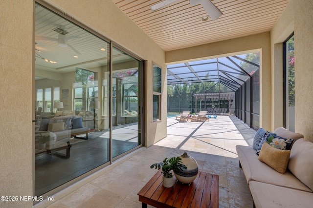 186 Citrus Ridge Dr, Ponte Vedra, FL 32081 - view of patio featuring ceiling fan and a lanai