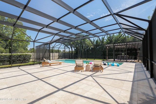 186 Citrus Ridge Dr, Ponte Vedra, FL 32081 - view of swimming pool featuring a patio, a fenced backyard, and glass enclosure