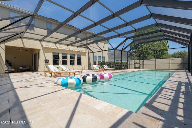 186 Citrus Ridge Dr, Ponte Vedra, FL 32081 - view of pool featuring a patio, a lanai, and a ceiling fan