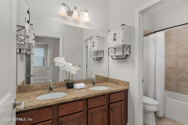 186 Citrus Ridge Dr, Ponte Vedra, FL 32081 - full bathroom featuring double vanity, shower / bath combo with shower curtain, and tile patterned floors