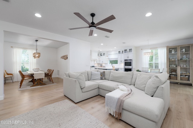 448 Willow Winds Pkwy, Saint Johns, FL 32259 - living area featuring healthy amount of natural light, light wood-style flooring, recessed lighting, and a ceiling fan