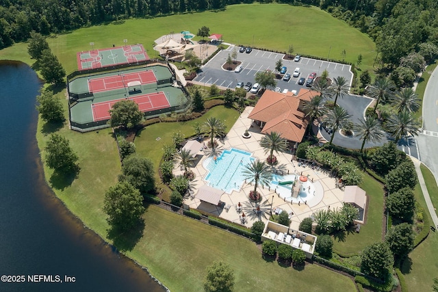 448 Willow Winds Pkwy, Saint Johns, FL 32259 - aerial view of a pool area and a large body of water