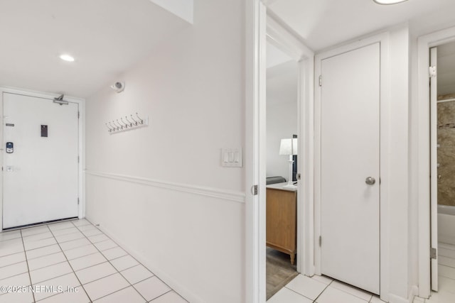 3350 Fletcher Ave Unit 6J, Fernandina Beach, FL 32034 - hallway featuring light tile patterned floors and recessed lighting