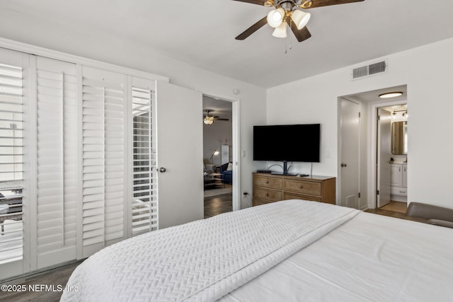 3350 Fletcher Ave Unit 6J, Fernandina Beach, FL 32034 - bedroom with wood finished floors and a ceiling fan