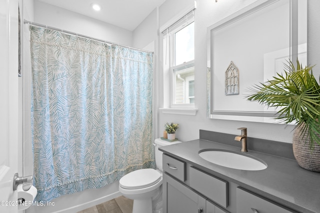 52 Key Grass Ct, Saint Johns, FL 32259 - bathroom featuring vanity, wood finished floors, and shower / bath combo with shower curtain