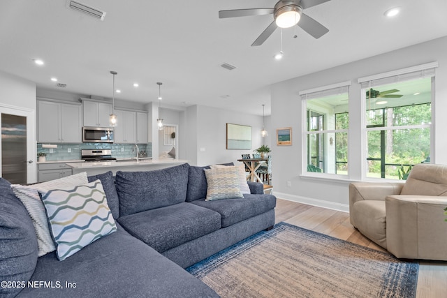 52 Key Grass Ct, Saint Johns, FL 32259 - living area featuring light wood-style flooring, recessed lighting, and ceiling fan